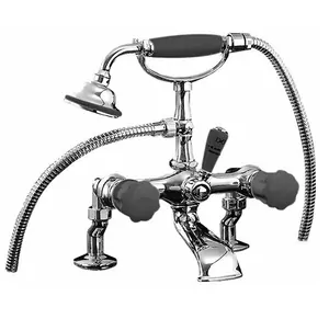 Смеситель на борт ванны Devon&Devon MRBL333/BCR с ручной лейкой и шлангом, хром/черный