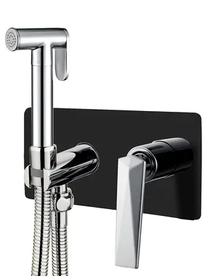 Смеситель Boheme 377-B встраиваемый, с гигиеническим душем, однозахватный, черный+хром
