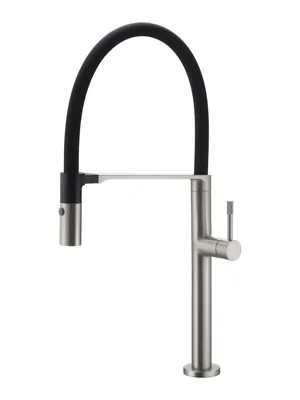 Смеситель Boheme 114-NB для кухни, на 1 отверстие, однозахватный, гибкий излив, никель браш