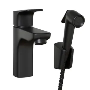 Смеситель для раковины Paini Style однозахатный, с гиг. душем, цвет: черный P4YO205/574