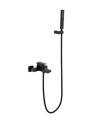 Смеситель для ванны/душа Aquatek AQ1649MB настенный, с душевым гарнитуром, черный матовый