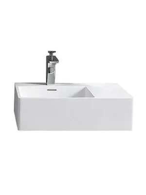 Раковина накладная ABBER (560х385х160) левосторонняя, искусств. камень, белый матовый AS2644 L