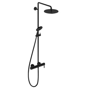 Душевой набор Duravit со смесителем, ручным и верхним душем 240мм, черный матовый C14280007046