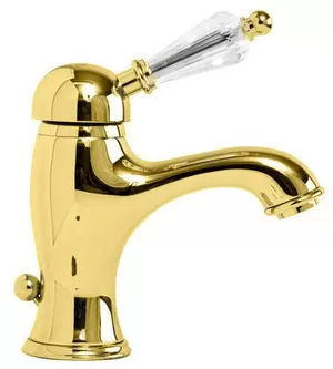 Смеситель CEZARES -LSM1-03/24-Sw для умывальника, донный клапан, золото/ручка Swarovski