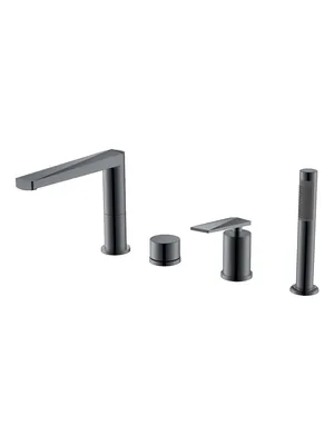 Смеситель Boheme 370-SGM на борт ванны, с душевым гарнитуром, однозахватный, графит глянц