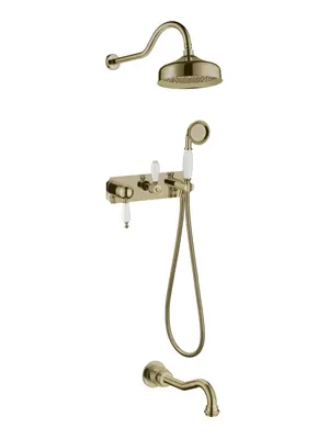 Душевая система Boheme 308 встраиваемая, верхний душ 208мм, лейка 77мм, излив бронза