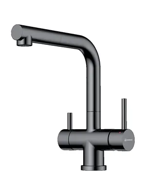 Смеситель для мойки Omoikiri S-GM ворон. сталь, вытяжной шланг,канал фильтр. воды 4994564