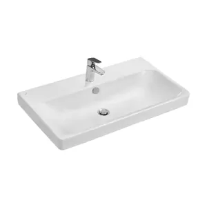 Раковина Aquaton 80 1WH501772 накладная, перелив, отв. под смеситель, белый