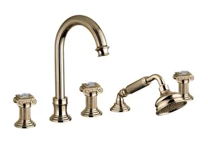 Смеситель CEZARES -BVD-02-Sw на борт ванны, 5 отверстий, выдвижной душ, бронза/ручки Swarovski