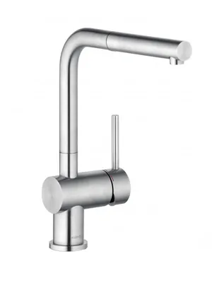 Смеситель KLUDI L 45851F877 для кухни, однозахватный, выдвижной поворотный излив, нерж. сталь