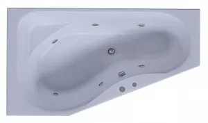 Ванна акриловая Акватек 170х95 левая аэромассаж, пневмоуправление,панель, каркас, слив