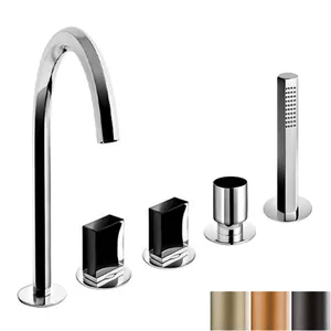 Смеситель Fantini на борт ванны пятисекционный, вылет 17,5см, покрытие PVD N465S