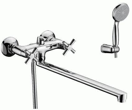 Смеситель для ванны/душа Lemark LM2212C двухзахватный, длинный излив, душевой комплект, хром