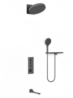 Душевая система Vincea термостатическая,с полкой,верхний и ручной душ,вороненая сталь VSFW-433TI3RGM