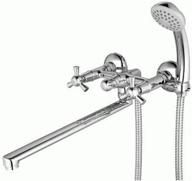 Смеситель для ванны/душа Lemark LM7451C двухзахватный, длинный излив, душевой комплект, хром