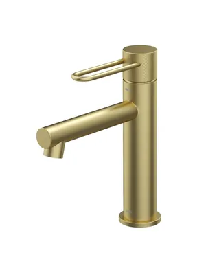 Смеситель для умывальника IDDIS однозахватный, низкий излив, цвет: золото матовое DUNMG00i01