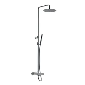 Душевая система GIULINI F8225WC-SX25NKO  термостат для душа, верхний/ручной душ, стойка, никель мат