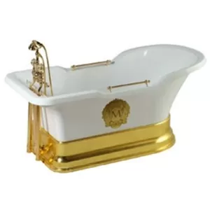 Ванна MIGLIORE 180x87 белая, на подиуме золото + 2 декора "MIGLIORE" 25813