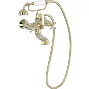Смеситель для ванны Jacob Delafon E24313-BGG настенный, двухзахватный, ручной душ, золото