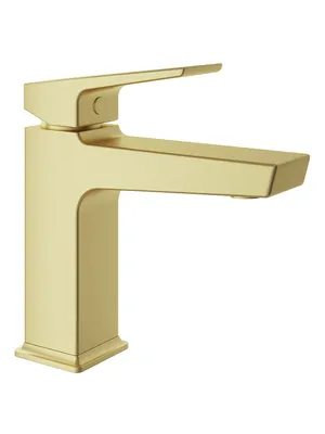 Смеситель для раковины Aqueduto CLA0250 однозахватный, низкий излив 95мм, золото шлифованное