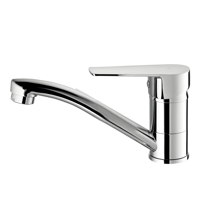 Смеситель для кухни VODA HI 15 однозахватный, низкий поворотный излив, цвет: хром