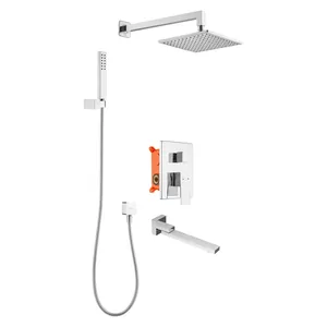 Душевая система Swedbe встр. смеситель, верхний душ квадрат, лейка, поворотн. излив хром 5546