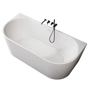 Ванна из искусственного камня Abber (1700x800) пристенная, слив-перелив, белая матовая AS9652