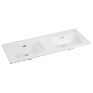 Раковина накладная Ceramicanova 1210х465х180 2 чаши, 2 отв. под смеситель, белый CN7004