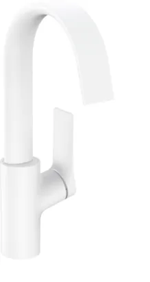 Смеситель Hansgrohe 75030700 для раковины, поворотный излив 210, сливной гарнитур, мат.белый