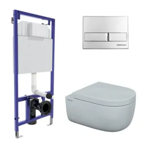 BERGES комплект инсталляции с клавишей смыва L3 хром глянец, унитаз EGO XL 54 см, 4в1 043233