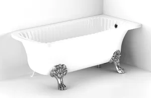 Ванна MIGLIORE ANG 174x83 на 2-х лапах "MIGLIORE", установка к стене, белая/хром 25445