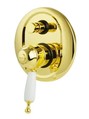 Смеситель для ванны/душа Migliore скр.монтаж, термостат, ручка бел., золото ML.OXF-6378.BI.DO