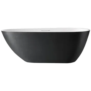 Ванна из искусственного камня Abber (1700x750) отдельност, слив-пер, черно-бел мат AM9911BW