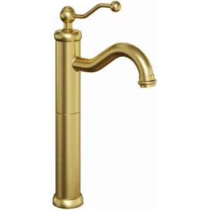 Смеситель для раковины Paini 224 мм,однозахватный, без д./кл., золото брашированное 88PJ205LL