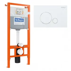 Инсталяция BelBagno для подвесного унитаза с кнопкой смыва, белый BB001-120/BB014-SR-BIANCO