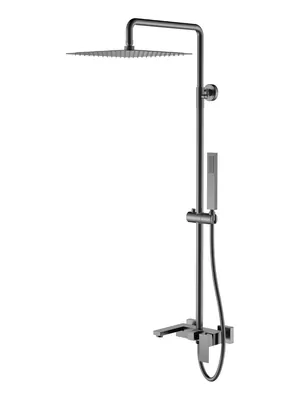 Душевая система Boheme 478-GM настенная, однозахватная, верхний/ручной душ, графит