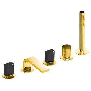 Смеситель Fantini на борт ванны пятисекционный, вылет 16см, золото 2901N565S