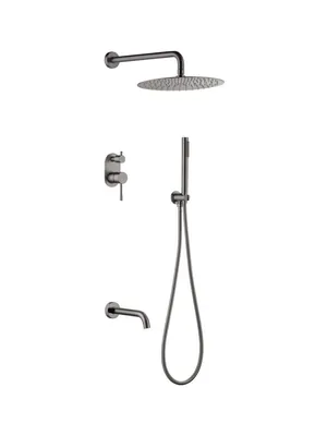 Душевая система Boheme 464-2-GM встраиваемая,верхний/ручной душ, с изливом, графит