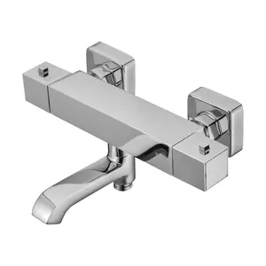 Смеситель для ванны/душа Swedbe 9062 термостат, настенный, поворотный излив, цвет: хром