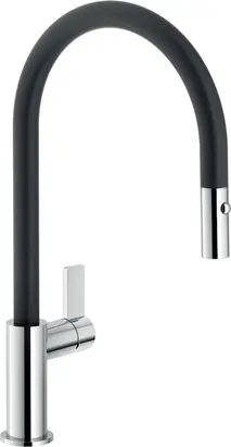 Смеситель NOBILI для кухни, вытяжной излив с душем, хром/черный FL96137NC