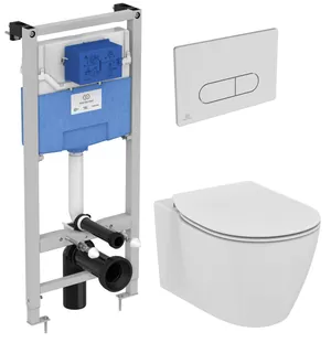 Инсталляция Ideal Standard ProSys, клавиша хром + Унитаз AquaBlade +Сиденье микролифт тонкое R030701