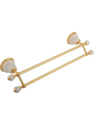 Migliore Полотенцедержатель двойной 50 см керамика белая, золото ML.OLV-60.623.BO.DO