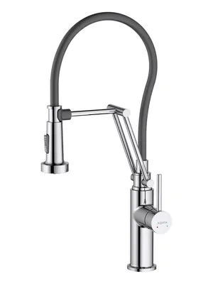 Смеситель для кухни Aquatek AQ1388CR однозахватный, профессиональный излив 450мм, цвет: хром