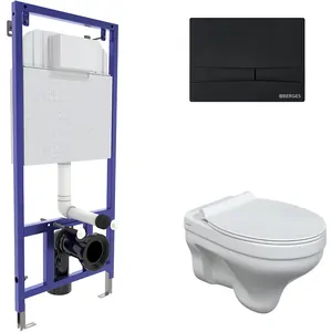 BERGES комплект инсталляции с клавишей смыва F5 черная SoftTouch, унитаз ALBIT S 4в1 042440