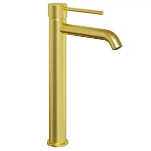 Смеситель для раковины Paini однозахватный, высокий, золото брашированное 78PJ205OLL
