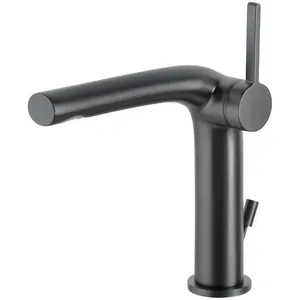 Смеситель для раковины Keuco 156 мм,однозахватный,с д./кл.,хром черный шлиф.51502130000