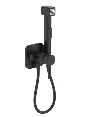 Смеситель встраиваемый IDDIS с гигиеническим душем, квадратный, черный матовый 004BLS0i08