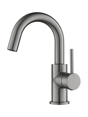 Смеситель для раковины Aquatek AQ1307BGM однозахватный, изл. 132мм, б/дон. клап., сталь оруж