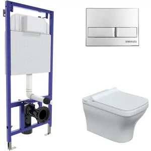 BERGES комплект инсталляция NOVUM, клавиша L3 хром глянец, унитаз Strati Rimless, сиденье 042448