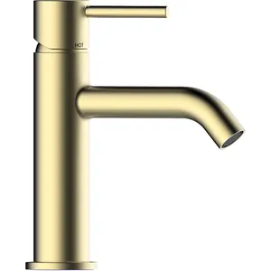 Смеситель для раковины Bossini -M Z00701043 однозахватный,низкий излив, донный клапан сат. золото